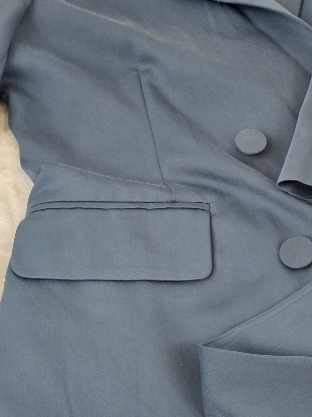 7 For All Mankind Slate Blue Double-Breasted Blazer Dress Womens Size Small - Picture 7 of 13